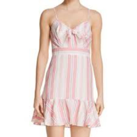 Parker Dresses & Skirts - Parker Dany A-line Dress Pink Stripes Spaghetti Straps Front Bow Detail NWOT